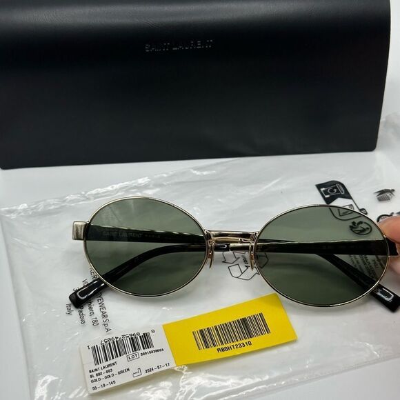 BRAND NEW SAINT LAURENT SL692 003 Gold/Green Unisex Sunglasses
